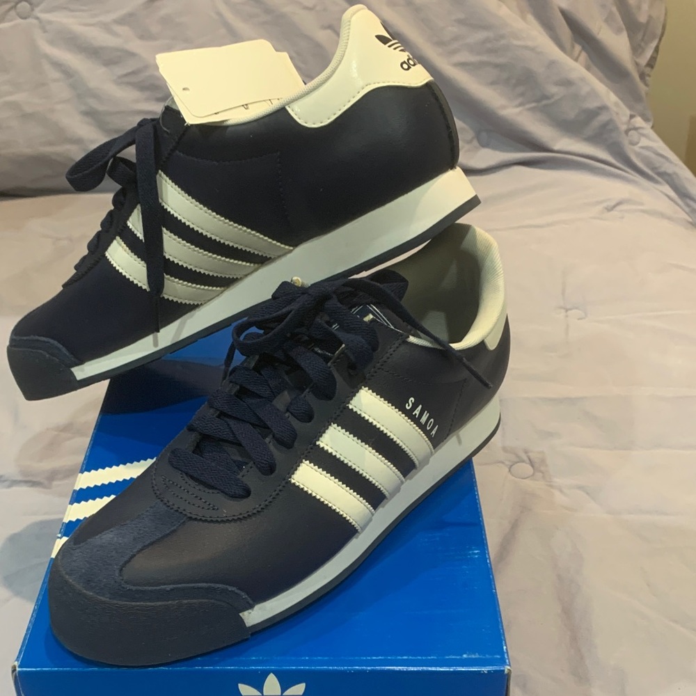 Adidas Navy and White Samba Sneakers